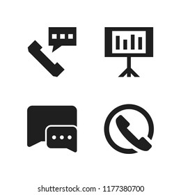 discussion icon. 4 discussion vector icons set. employment communication, presentation and phone call icons for web and design about discussion theme