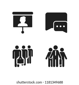 discussion icon. 4 discussion vector icons set. business meeting, presentation and work icons for web and design about discussion theme