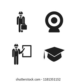 discussion icon. 4 discussion vector icons set. engineer, webcam and manager icons for web and design about discussion theme