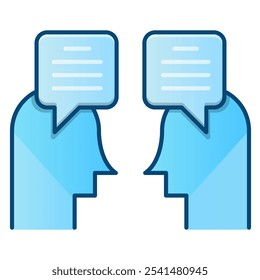 discussion icon, blue gradient vector illustration