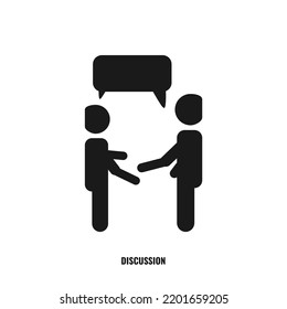 Discussion icon concept. Two people are discussing. Simple illustration symbol of human activities collection. Suitable for many purposes, like web and mobile.