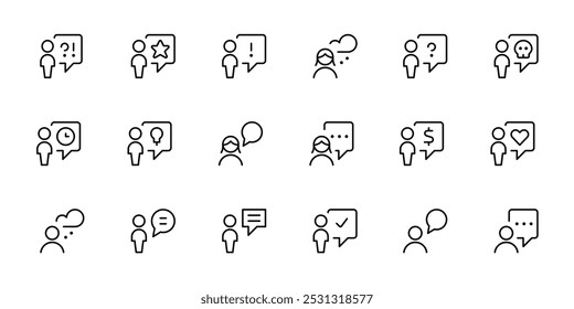 Discussion icon. Conversation, meeting, bubble, dialog, chat, speaking people, social icons vector. Editable Stroke. Line, Solid, Flat Line, and Suitable for Web Page, Mobile App, UI, UX design.