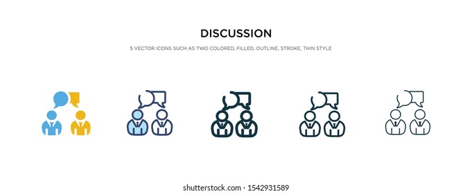 discussion icon in different style vector illustration. two color and black discussion vector icons designed in filled, outline, line and stroke style can be used for web, mobile, ui