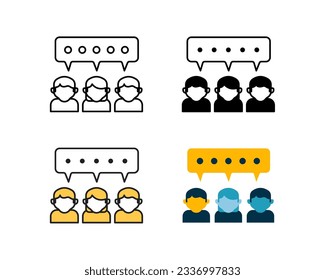 discussion icon element vector design in 4 style line, glyph, duotone, and flat