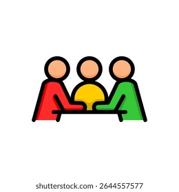 Icono de discusión Línea llena Diseño plano Estilo Educación Vector
