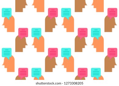 discussion icon in flat style isolated on white background.  Seamless pattern stock vector illustration