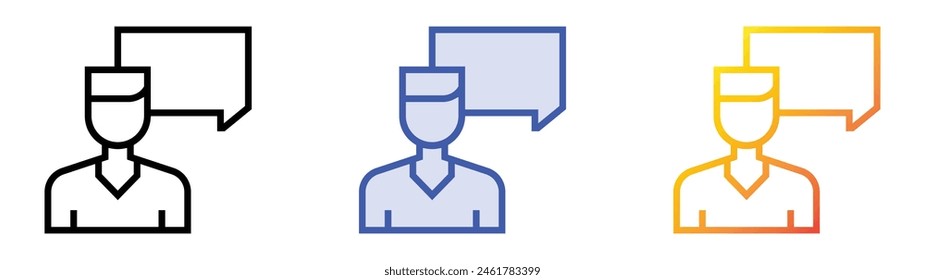 discussion icon. Linear, Blue Fill and Gradient Style Design Isolated On White Background