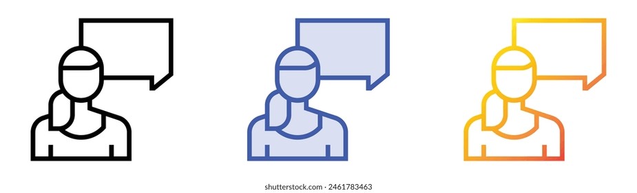 icono de discusión. Diseño de estilo de relleno lineal, azul y degradado aislado sobre fondo blanco