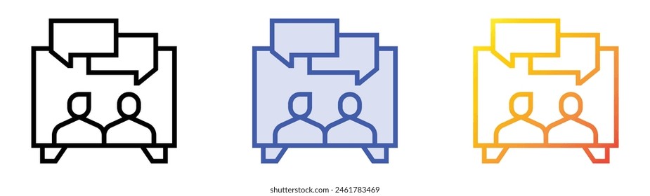 discussion icon. Linear, Blue Fill and Gradient Style Design Isolated On White Background