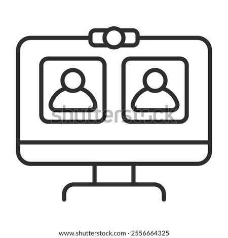 Discussion icon, Online meeting symbol outline icon, editable vector illustration and transparent graphic element. Isolated on white background