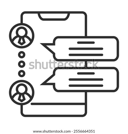 Discussion icon, Online meeting symbol outline icon, editable vector illustration and transparent graphic element. Isolated on white background