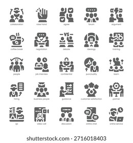 Diskussionssymbolpaket für Ihre Website, Ihr Handy, Ihre Präsentation und Ihr Logo-Design. Diskussion Icon solides Design. Vektorgrafik-Illustration und bearbeitbarer Strich.