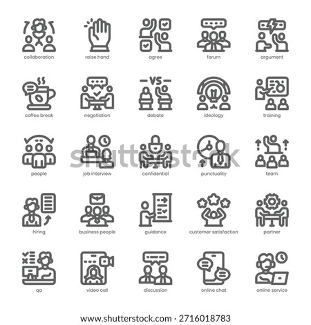 Discussion Icon pack for your website, mobile, presentation, and logo design. Discussion Icon outline design. Vector graphics illustration and editable stroke.