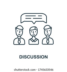 Icono de discusión de la colección de planificación. Icono de discusión de línea simple para plantillas, diseño web e infografías