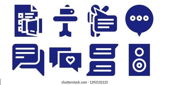  discussion icon set. 8 filled discussion icons. Simple modern icons about  - Chat, Discussion, Table, Speech, Speaker