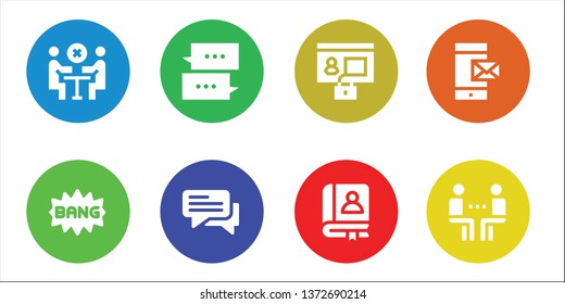 discussion icon set. 8 filled discussion icons.   
