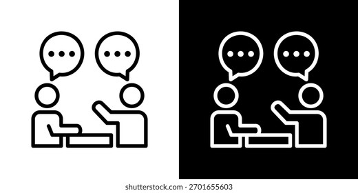 Discussion Icon Set. Clean Line Design With Light And Dark Versions For Versatile Use.