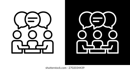 Discussion Icon Set. Clean Line Design With Light And Dark Versions For Versatile Use.