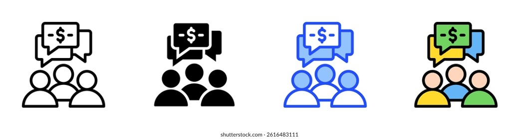Discussion Icon Set With Multiple Style Collection
