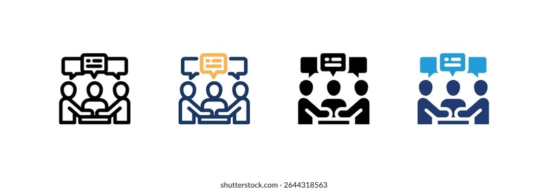 Conjunto de iconos de discusión colección de estilos múltiples. Ilustración vectorial.