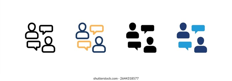 Conjunto de iconos de discusión colección de estilos múltiples. Ilustración vectorial.
