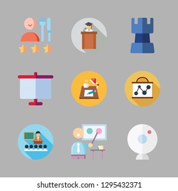 discussion icon set. vector set about workplace, strategy, webcam and people icons set.