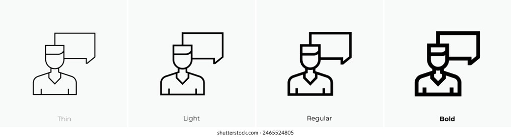 discussion icon. Thin, Light Regular And Bold style design isolated on white background