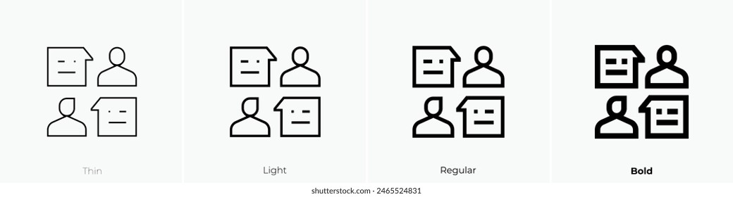 discussion icon. Thin, Light Regular And Bold style design isolated on white background