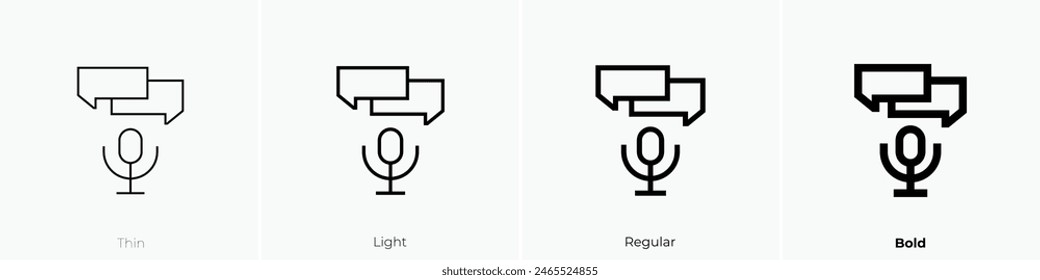 discussion icon. Thin, Light Regular And Bold style design isolated on white background