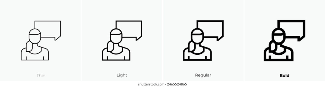 discussion icon. Thin, Light Regular And Bold style design isolated on white background