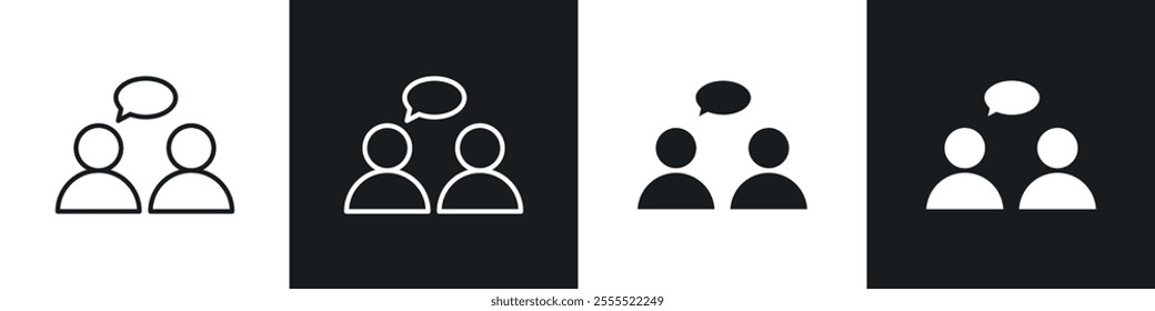 Discussion icon vector collection in black and white.