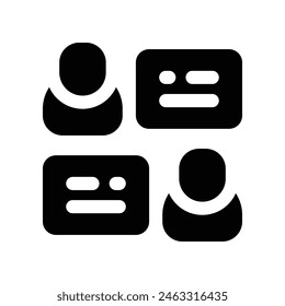 icono de discusión. icono de glifo de Vector para el Sitio web, el móvil, la presentación y el diseño del logotipo.