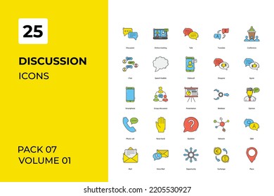 Discussion Icons Collection Set Vector Line Stock Vector (Royalty Free ...
