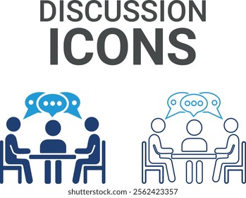 Discussion icons. Containing speak, phone, mail, contact, chat, website, satellite, radio, antenna, message and more. Solid icons collection, vector illustration.