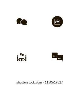 discussion icons. graph, speech clouds, speech bubbles and talking people vector icons set