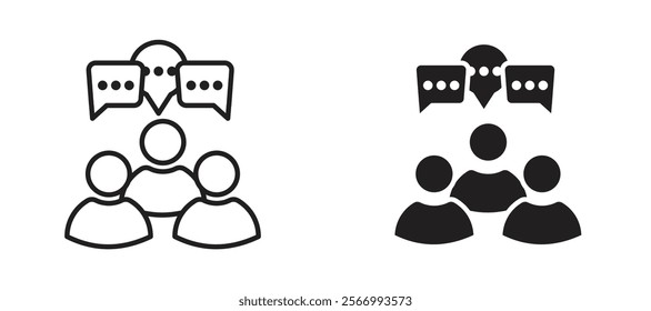 Discussion icons in outline and fill. vector illustration for ui.
