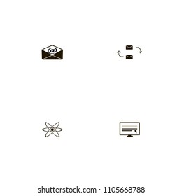 Discussion icons set. arrows, atom, mail and envelopes