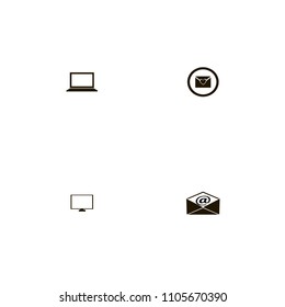 Discussion icons set. e-mail, valentine card, laptop and monitor