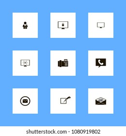 Discussion icons set. envelope, handset, politician and e-mail