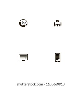 Discussion icons set. interlocutors, mobile, cursor and phone