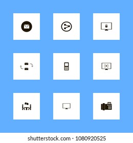 Discussion icons set. letter, monitor, share symbol and mobile
