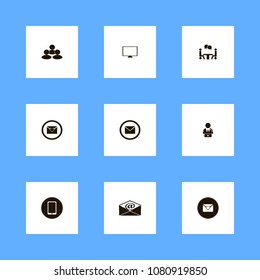 Discussion icons set. mail, community, group and valentine card