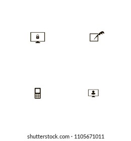 Discussion icons set. mobile, network, blocked and social