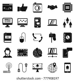 Discussion icons set. Simple set of 25 discussion vector icons for web isolated on white background