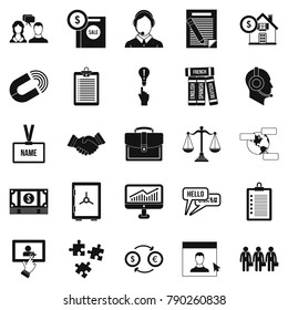Discussion icons set. Simple set of 25 discussion vector icons for web isolated on white background