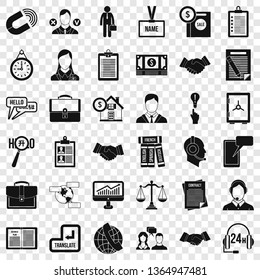 Discussion icons set. Simple style of 36 discussion vector icons for web for any design