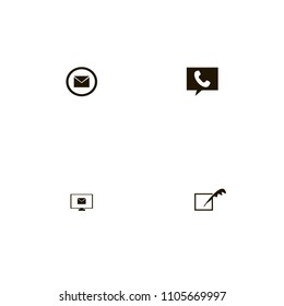 Discussion icons set. square, envelope, message and feather