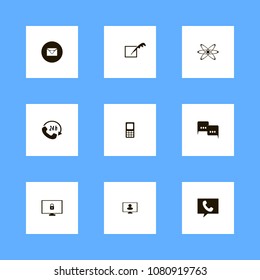 Discussion icons set. square, feather, network and valentine card