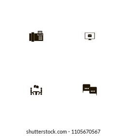 Discussion icons set. square, speech bubbles, message and fax