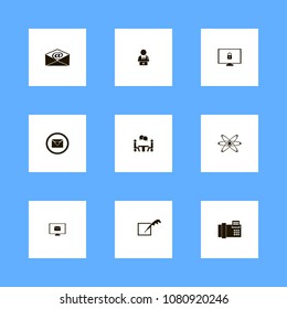 Discussion icons set. valentine card, computer, fax and monitor